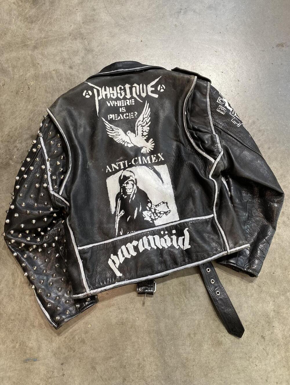 Vintage 90s Punk Studded Leather Jacket anticimex discharge - Picture 3 of 15